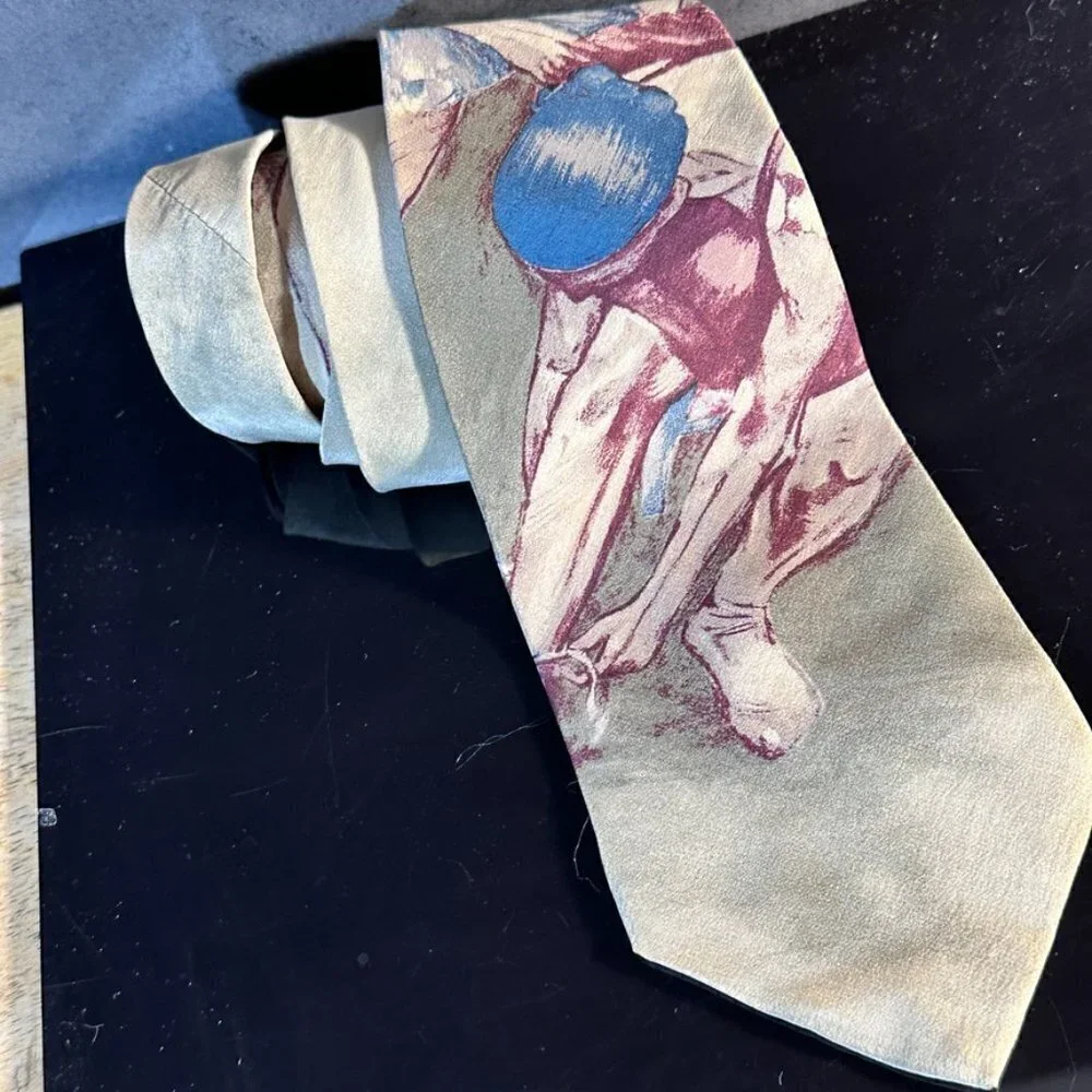 Edgar Degas Ballet Fine Art Painting Tie Vintage Ballerina Dancers Silk